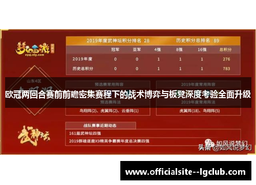 欧冠两回合赛前前瞻密集赛程下的战术博弈与板凳深度考验全面升级